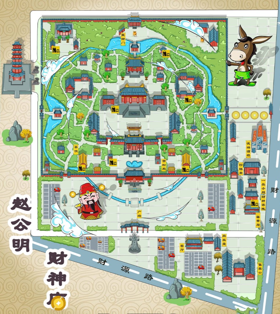 襄城寺庙类手绘地图